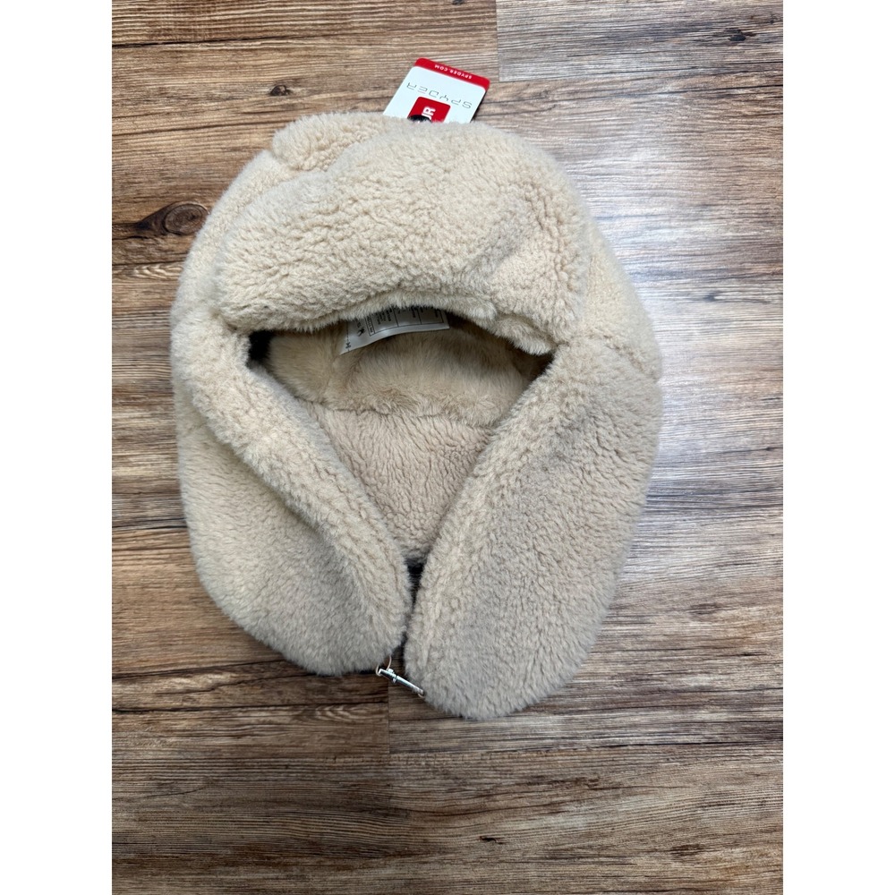 Spyder Faux Fur Trapper Hat Cream Beige Sherpa Ear Flap Winter Cap NWT OSFM